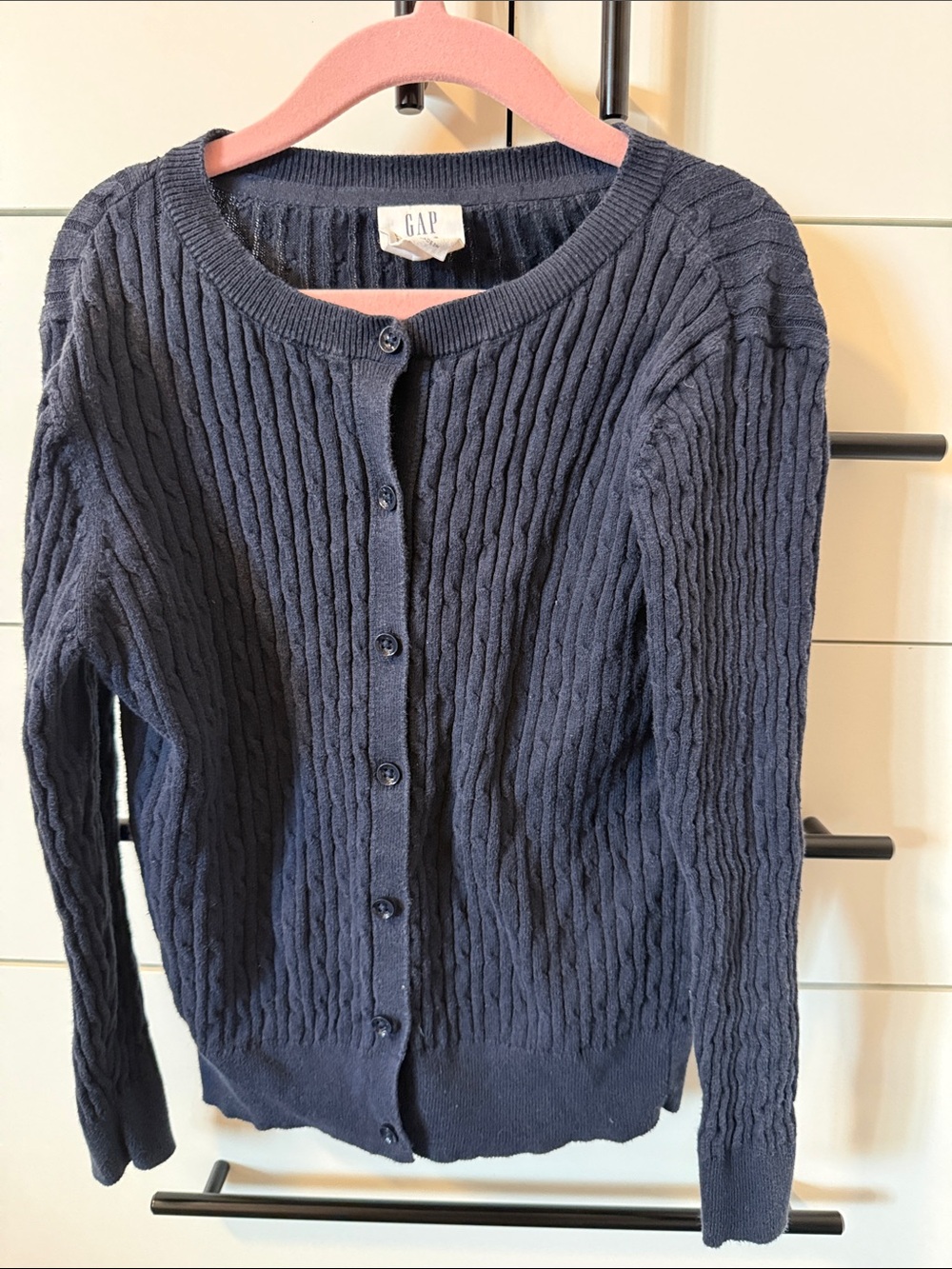 GAP Navy Ribbed Button-Front Cardigan